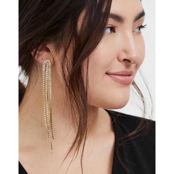 🆕 Rhinestone Fringe Earrings NWT Torrid New! - Picture 3 of 4